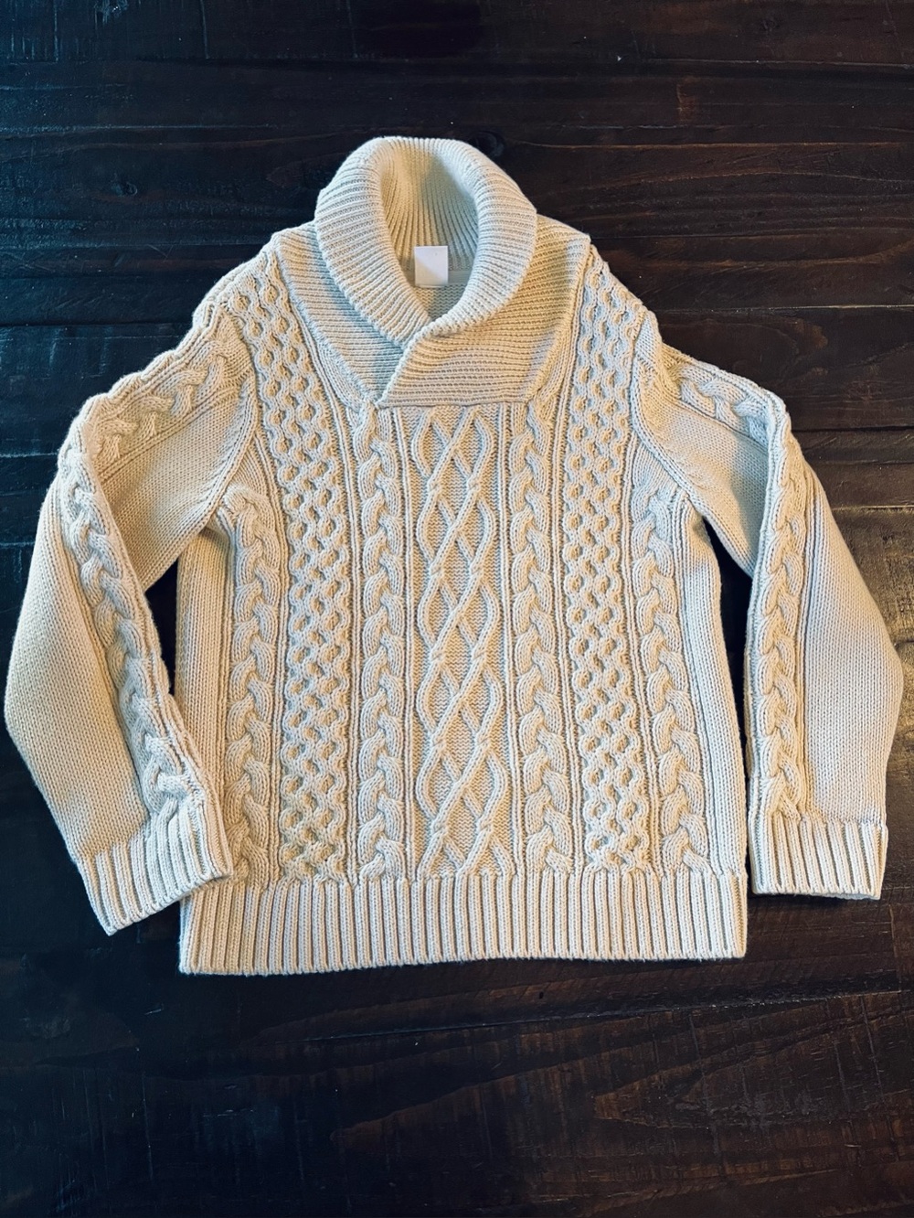 Gap Shawl Collar Cable Knit Sweater in Cream 5YEARS